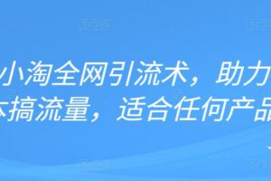 2022年小淘全网引流术，助力零成本搞流量，适合任何产品