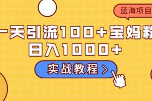 一天引流100 宝妈粉，日入1000 的蓝海项目（实战教程）