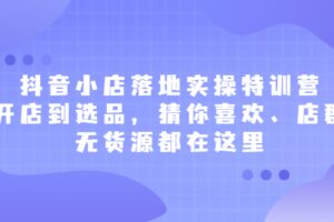 抖音小店落地实操特训营，从开店到选品，猜你喜欢、店群、无货源都在这里