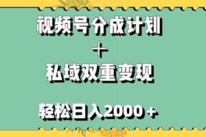 视频号分成计划＋私域双重变现，轻松日入1000＋，无任何门槛，小白轻松上手