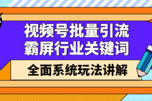 视频号批量引流，霸屏行业关键词（基础班）全面系统讲解视频号玩法【无水印】