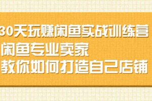 30天玩赚闲鱼实战训练营，闲鱼专业卖家教你如何打造自己店铺