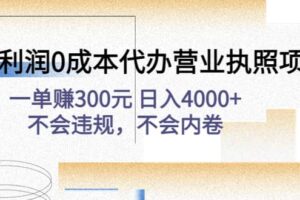高利润0成本代办营业执照项目：不会违规，不会内卷