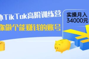 海外TikTok高阶训练营：教你做个能赚钱的账号，实操月入34000元！