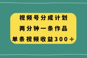 视频号分成计划，两分钟一条作品，单视频收益300